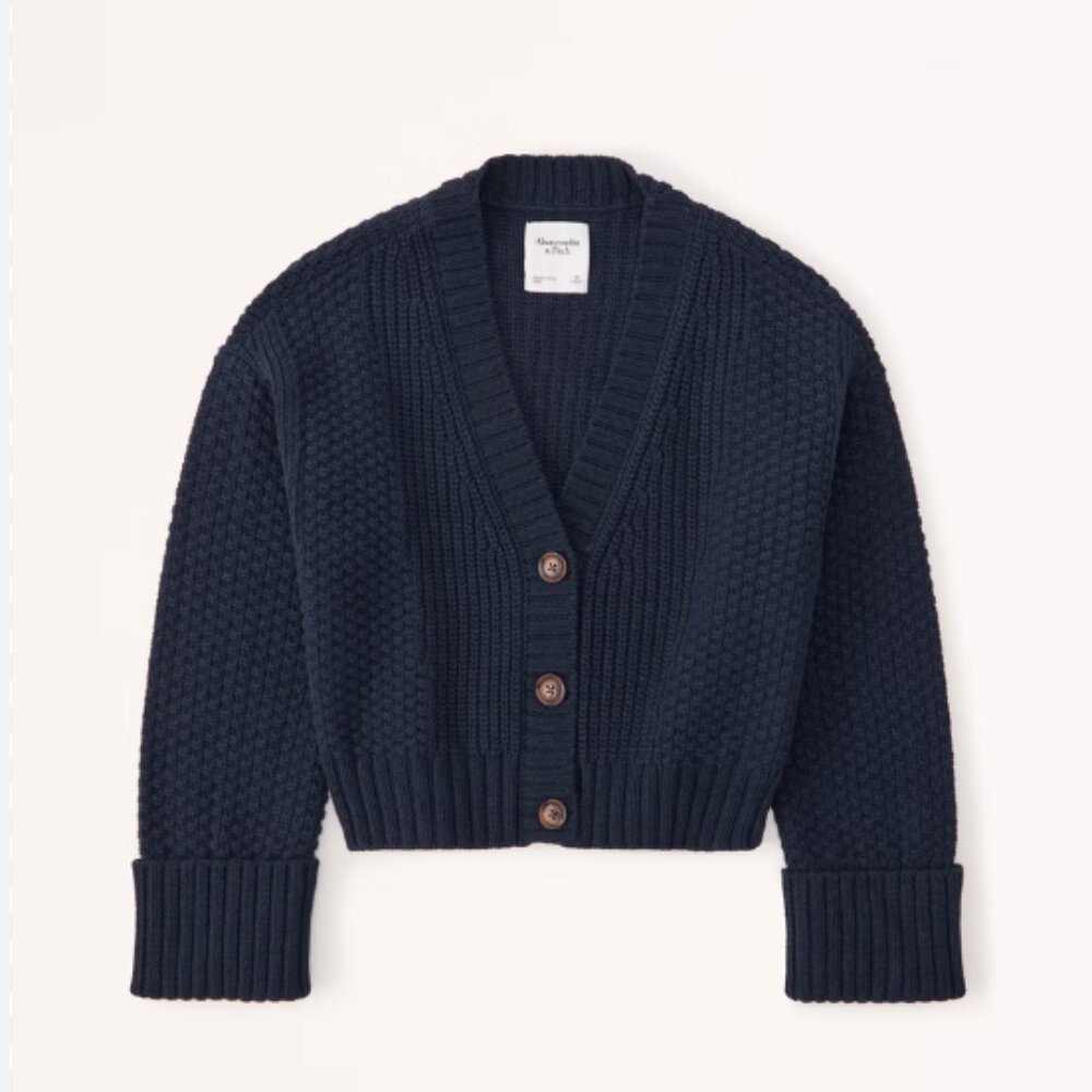 Abercrombie & Fitch Cotton-Blend Seed Stitch Cardigan - XS